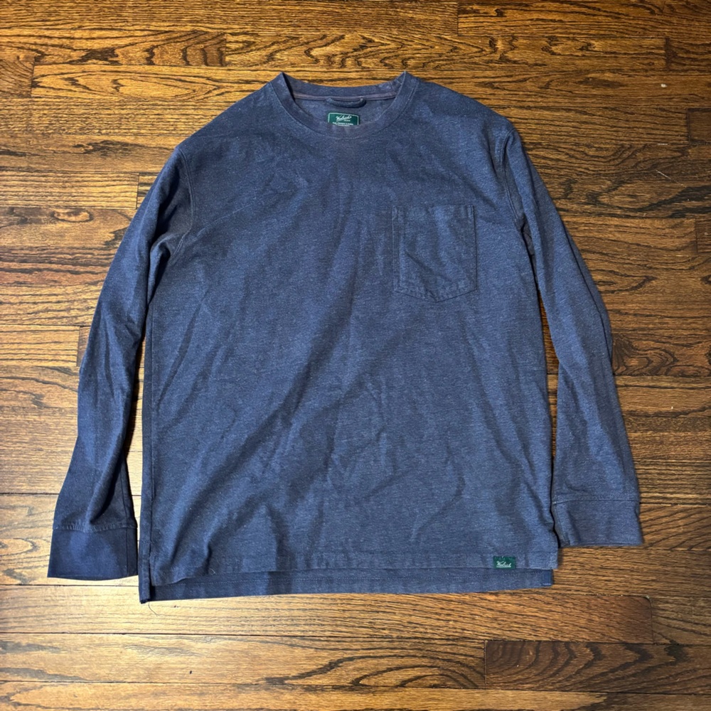 Woolrich One Pocket Navy Blue Longsleeve Scoop Neck